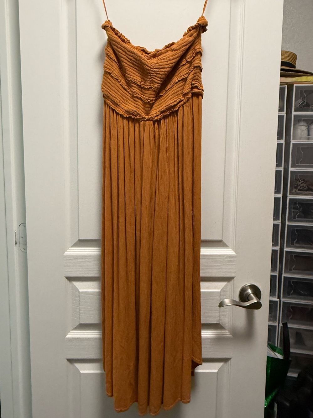 O'Neill Rust Orange Spaghetti-Strap Midi Dress